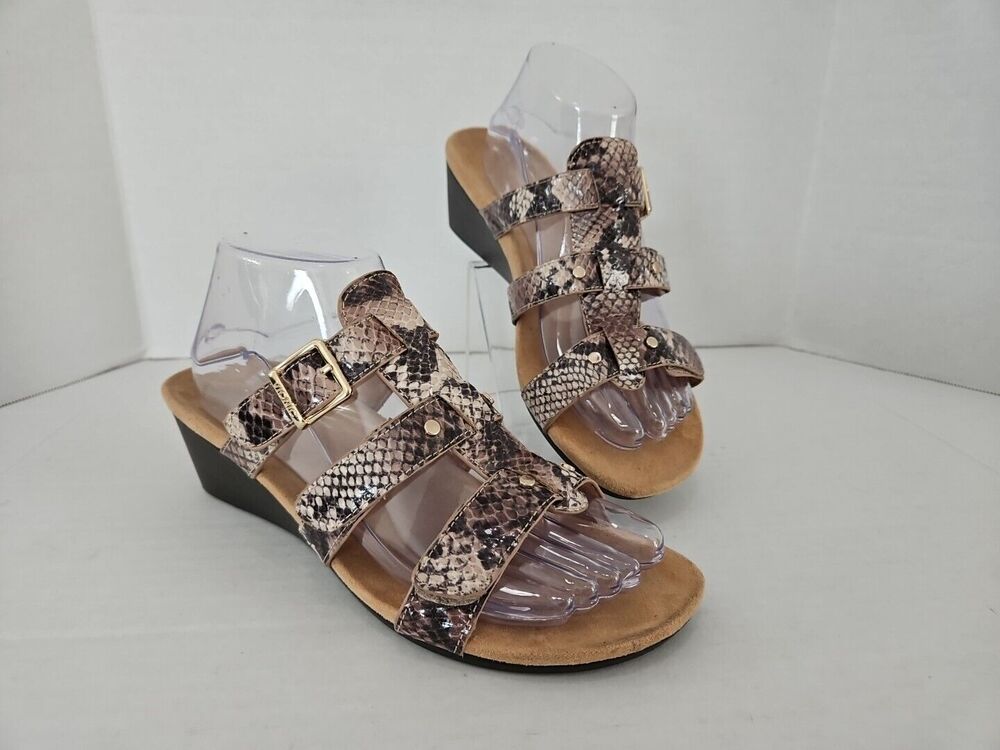 Vionic Radia Sandal Size 8 Faux Snakeskin Adjustable Straps Orthotic Wedge Eu 39